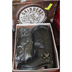 MENS BLACK LEATHER BOOTS SIZE 46