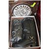 Image 1 : MENS BLACK LEATHER BOOTS SIZE 46