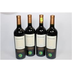 FOUR BOTTLES OF CALIGIORE 2013 MALBEC RED WINE