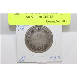 1876 NEWFOUNDLAND QUEEN VICTORIA SILVER 50 CENTS