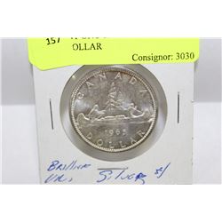BRILLIANT UNC 1965 "POINTED 5" SILVER DOLLAR