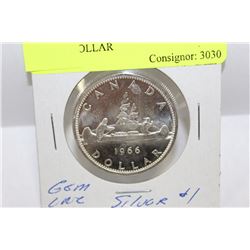 GEM UNC 1966 QUEEN ELIZABETH SILVER DOLLAR