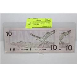 GEM UNC 1986 $10 "OSPREY" NOTES CONSECUTIVE S/N X2
