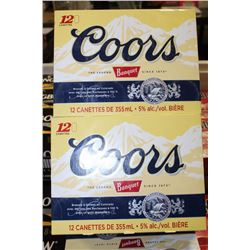 FLAT WITH 24 CANS OF COORS BANQUET BEER 5%