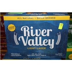 CASE WITH 12 CANS OF RIVER VALLY LIGHT LAGER 4%