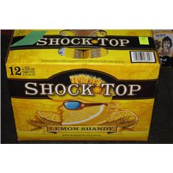 CASE WITH 12 CANS OF SHOCK TOP LEMON SHANDY 4.2%