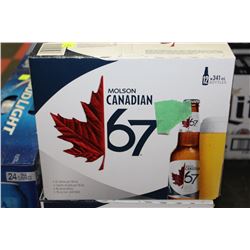 CASE WITH 12 BOTTLES OF MOLSON CANADIAN 67 BEER
