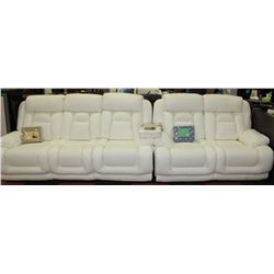 NEW WHITE PERFORATED LEATHER RECLINING SOFA