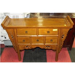 CHINESSE WOOD 5 DRAWER WOOD CARVED SOFA TABLE