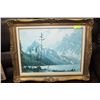 Image 1 : GOLD FRAMED MOUNTAIN SCENE OIL ON CANVAS