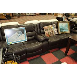NEW MARTIN BROWN LEATHER SOFA AND LOVESEAT
