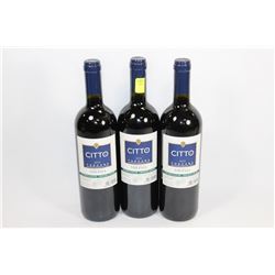 TREE BOTTLES OF CITTO 2010 RED WINE 14%