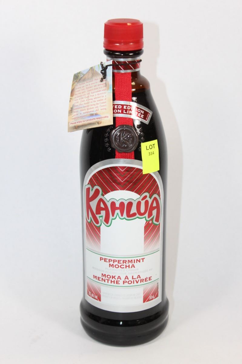750ML BOTTLE OF KAHLUA PEPPERMINT MOCHA FLAVOURED