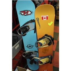 TWO SNOWBOARDS WITH BINDINGS
