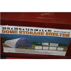 NEW 20 FOOT BY 30 FOOT BY 12 FOOT DOME STORAGE