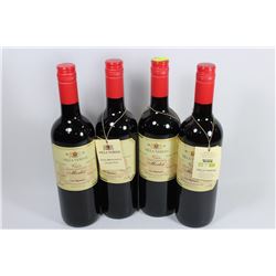 FOUR 750 ML OF VILLA THERESA MERLOT 12.5%