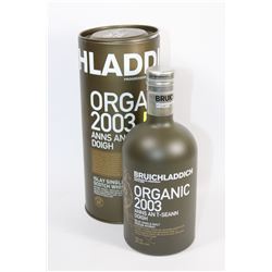 750ML BRUICHLADDICH 2003 ORGANIC SCOTCH WHISKY 46%