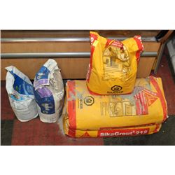 FIVE BAGS OF ASSORTED GROUT (SOME BAGS ARE OPEN)