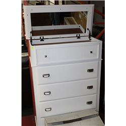 WHITE 5-DRAWER CHEST OF DRAWERS WITH MIRROR