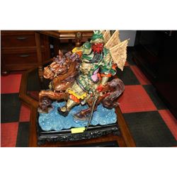 POLYRESIN LOYALTY WARRIOR ON HORSEBACK DECORATIVE