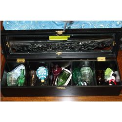 BLACK DISPLAY BOX WITH CONTENTS