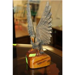 WOOD CARVED EAGLE ORNAMENT
