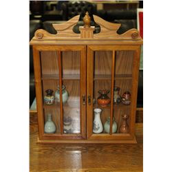 WOOD DISPLAY BOX WITH CONTENTS