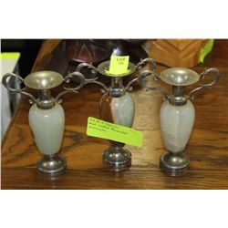 SET OF THREE GENUINE ALABASTER ORNAMENTS