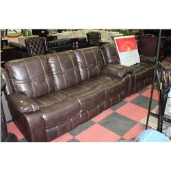 NEW BROWN LEATHER RECLINING SOFA AND LOVESEAT