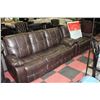 Image 1 : NEW BROWN LEATHER RECLINING SOFA AND LOVESEAT