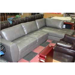 GREY LEATHERETTE L-SHAPE SECTIONAL