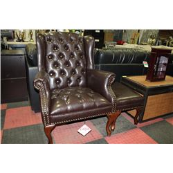 NEW BROWN LEATHERETTE WINGBACK PARLOUR CHAIR