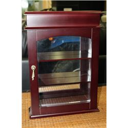 CHERRY WOOD WALL HANGING DISPLAY CABINET