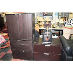 2-TONE OFFICE ARMOIR WITH 2-DRAWER FILING CABINET