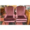 Image 1 : PURPLE WING BACK PARLOUR CHAIR X2
