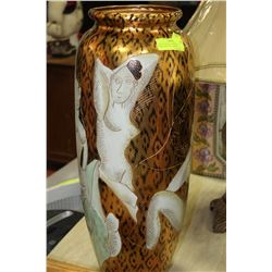 HAND PAINTED GOLD LEAF PORCELAIN VASE - 24" TALL