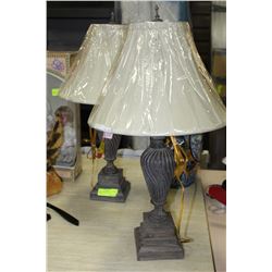PAIR OF CHARCOAL IVORY FINISH LAMP
