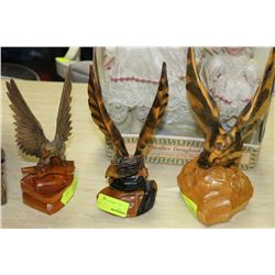 THREE ESTATE WOOD CARVED EAGLES