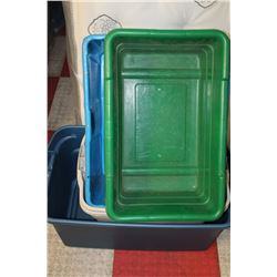 5 PLASTIC TOTES WITH NO LIDS