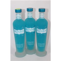 THREE 375ML BOTTLES OF KINKY COOL BLUE LIQUEUR