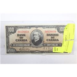1937 CANADIAN $100 BILL
