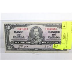1937 CANADIAN $10 BILL