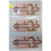 Image 1 : 1986 CANADIAN 2 DOLLAR BANKNOTES X3