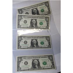 2006 U.S. 1 DOLLAR BANKNOTES X4