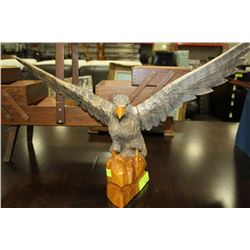 LARGE WOOD CARVED EAGLE ORNAMENT