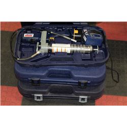 THREE GREASE GUNS IN CASE - ONE 12V & TWO 18V