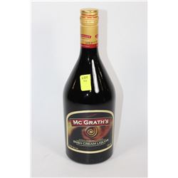 750ML BOTTLE OF MCGRATH'S IRISH CREAM LIQUEUR
