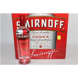 CASE WITH TWELVE 750ML BOTTLES OF SMIRNOFF VODKA