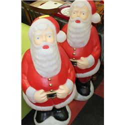 2 LARGE PLASTIC ELECTRIC SANTA DECORATIONS