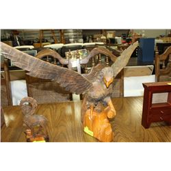 LARGE ESTATE WOOD CARVED EAGLE